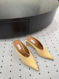 Alaia Cube Beige Satin Wedge Mules