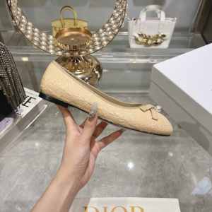 Dior Ballet Flat Beige Raffia