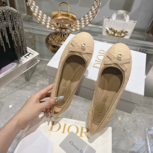 Dior Ballet Flat Beige Raffia