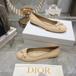 Dior Ballet Flat Beige Raffia
