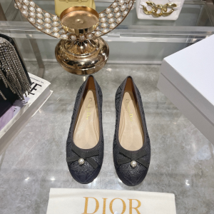Dior Ballet Flat Black Raffia