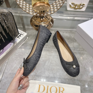 Dior Ballet Flat Black Raffia