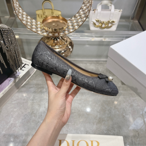 Dior Ballet Flat Black Raffia