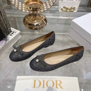 Dior Ballet Flat Black Raffia