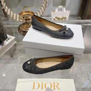 Dior Ballet Flat Black Raffia