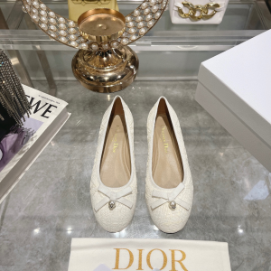 Dior Ballet Flat White Raffia