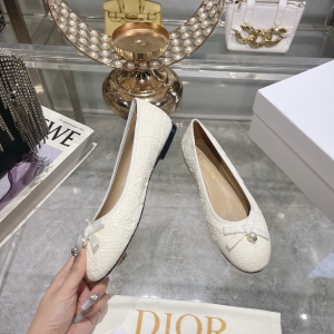 Dior Ballet Flat White Raffia