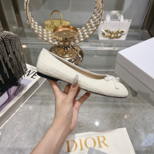 Dior Ballet Flat White Raffia