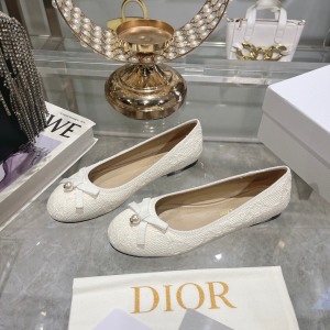 Dior Ballet Flat White Raffia