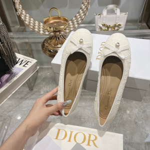 Dior Ballet Flat White Raffia
