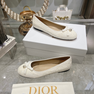 Dior Ballet Flat White Raffia