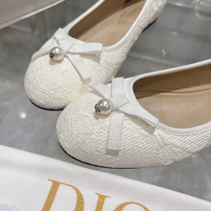 Dior Ballet Flat White Raffia