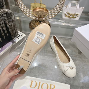 Dior Ballet Flat White Raffia