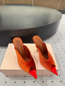 Schiaparelli Bijoux Orange Velvet Heeled Mules Sandals 105MM Schiaparelli Bijoux Orange Velvet Heeled Mules Sandals 105MM