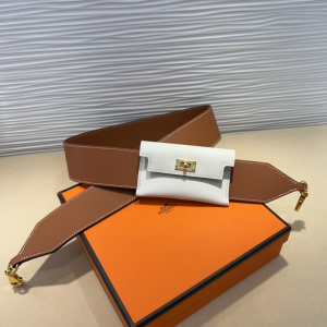 Hermes Epsom and Swift Bandouliere Kelly Pocket Bag Shoulder Strap Brown White Hermes Epsom and Swift Bandouliere Kelly Pocket Bag Shoulder Strap Brown White