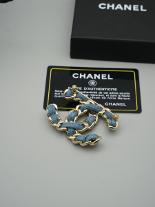 Chanel Denim Blue CC Logo Brooch