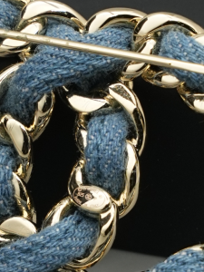 Chanel Denim Blue CC Logo Brooch