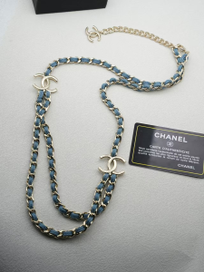 Chanel Denim Blue CC Logo Necklaces