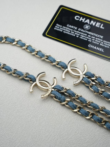 Chanel Denim Blue CC Logo Necklaces