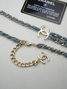Chanel Denim Blue CC Logo Necklaces