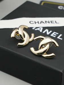 Chanel Gold Metal CC Logo Earrings