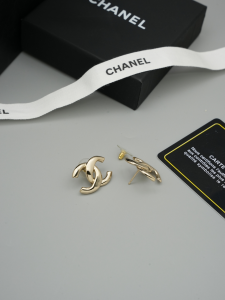 Chanel Gold Metal CC Logo Earrings