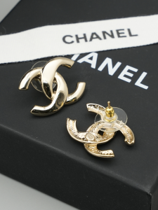 Chanel Gold Metal CC Logo Earrings