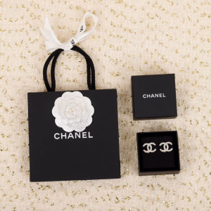 Chanel Crystal and Pearl CC Logo Earrings