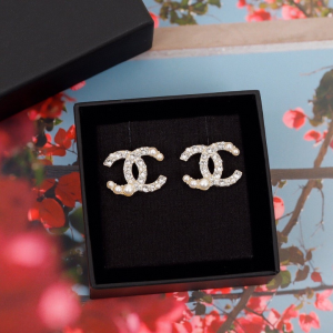 Chanel Crystal and Pearl CC Logo Earrings