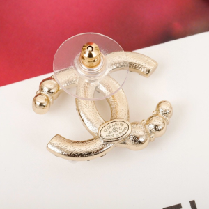 Chanel Crystal and Pearl CC Logo Earrings