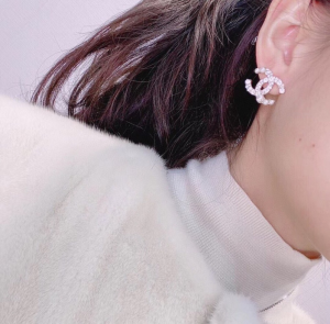 Chanel Crystal and Pearl CC Logo Earrings