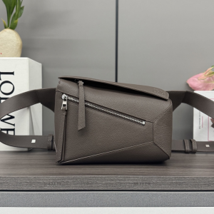 Loewe Small Puzzle Bumbag Classic Calfskin Crossbody Shoulder Bag Gray Loewe Small Puzzle Bumbag Classic Calfskin Crossbody Shoulder Bag Gray