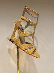 TOM FORD Crocodile Embossed Leather Caged Sandals Yellow TOM FORD Crocodile Embossed Leather Caged Sandals Yellow