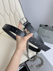 Balenciaga Monaco Chain Belt Black Arena Calfskin 35MM Balenciaga Monaco Chain Belt Black Arena Calfskin 35MM