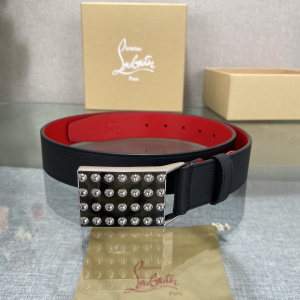 Christian Louboutin Mens Funky Empire Spikes Black Leather Belt 35MM Christian Louboutin Mens Funky Empire Spikes Black Leather Belt 35MM