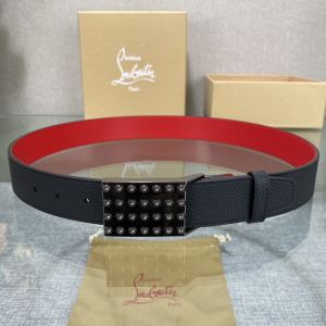 Christian Louboutin Mens Funky Empire Spikes Black Leather Belt 35MM Christian Louboutin Mens Funky Empire Spikes Black Leather Belt 35MM
