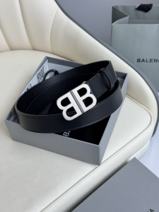Balenciaga BB Soft Belts Black Smooth Calfskin 30MM Balenciaga BB Soft Belts Black Smooth Calfskin 30MM