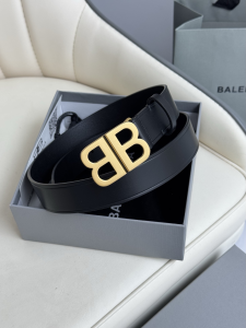 Balenciaga BB Soft Belts Black Smooth Calfskin 30MM Balenciaga BB Soft Belts Black Smooth Calfskin 30MM