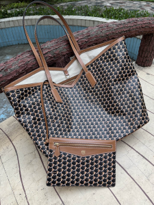 Moynat Large Canvas and Leather Shopping Tote Bag Brown Moynat Large Canvas and Leather Shopping Tote Bag Brown