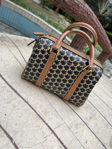 Moynat Mini 48H Canvas and Leather Bag Brown Black Moynat Mini 48H Canvas and Leather Bag Brown Black