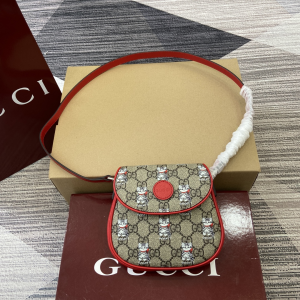 Gucci Childrens Allover What Cat Print Bag Beige Dark Brown GG Supreme Gucci Childrens Allover What Cat Print Bag Beige Dark Brown GG Supreme