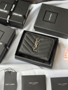 Saint Laurent Cassandre Matelasse Compact Zip Around Wallet Black Grain De Poudre Leather Saint Laurent Cassandre Matelasse Compact Zip Around Wallet Black Grain De Poudre Leather