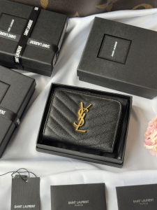 Saint Laurent Cassandre Matelasse Compact Zip Around Wallet Black Grain De Poudre Leather Saint Laurent Cassandre Matelasse Compact Zip Around Wallet Black Grain De Poudre Leather