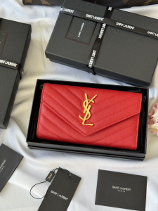 Saint Laurent Cassandre Matelasse Large Flap Wallet Red Grain De Poudre Leather Saint Laurent Cassandre Matelasse Large Flap Wallet Red Grain De Poudre Leather