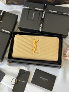 Saint Laurent Cassandre Matelasse Zip Around Wallet Beige Grain De Poudre Leather Saint Laurent Cassandre Matelasse Zip Around Wallet Beige Grain De Poudre Leather