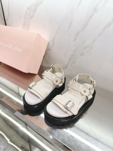 Acne Studios Balius Logo Embossed Buckle Fastening Leather Sandals White Acne Studios Balius Logo Embossed Buckle Fastening Leather Sandals White