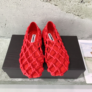 Jil Sander Leather Crochet Net Knot Detail Ballet Flat Red Jil Sander Leather Crochet Net Knot Detail Ballet Flat Red