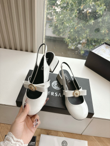 Versace Gianni Ribbon Bowknot White Patent Leather High Heeled Slingback Pumps Versace Gianni Ribbon Bowknot White Patent Leather High Heeled Slingback Pumps