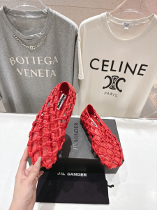 Jil Sander Nappa Leather Ballet Flats with Hand Knotted Straps Red Jil Sander Nappa Leather Ballet Flats with Hand Knotted Straps Red