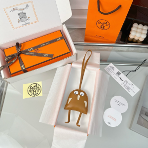 Hermes Hibouton Bag Charm Brown